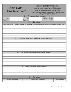 employee complaint form personalized numbered row employee complaint form