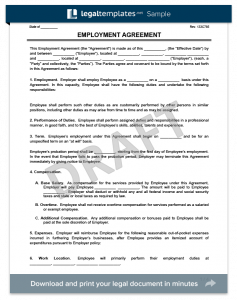 employee contract template employment agreement form template