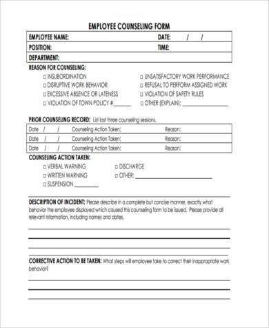employee counseling form