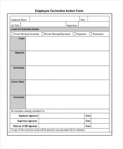 employee disciplinary form employee corrective action form
