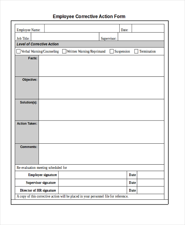 employee disciplinary form