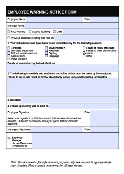 employee disciplinary write up form