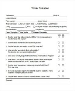 employee evaluation form pdf annual vendor evaluation form