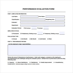 employee evaluation samples performance evaluation form pdf