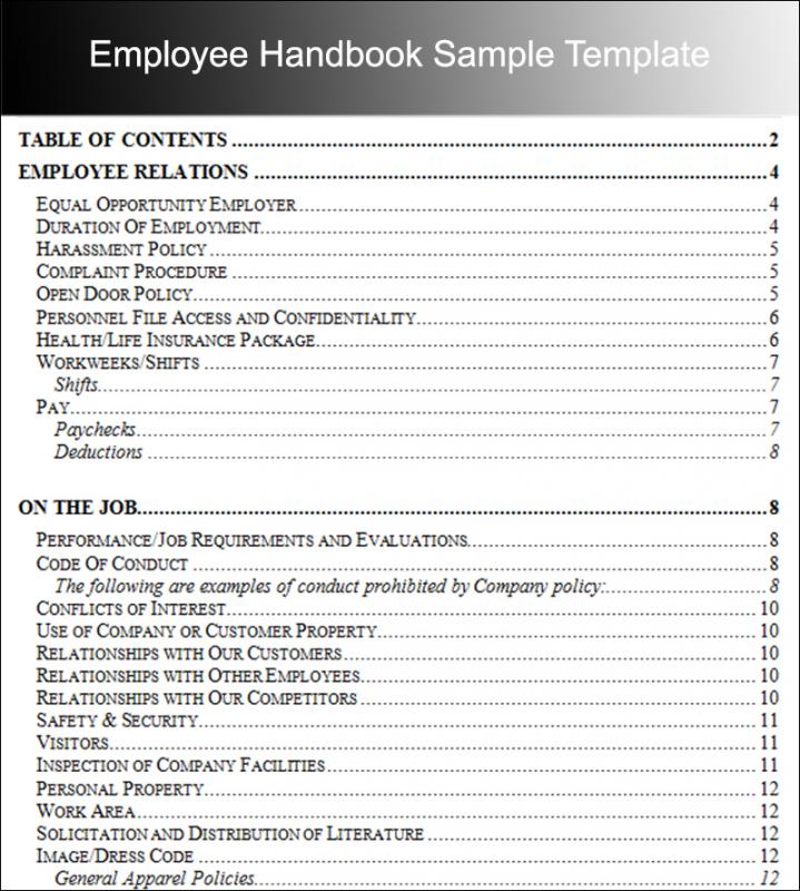 employee handbook examples