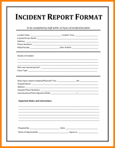 employee incident report employee incident report form template