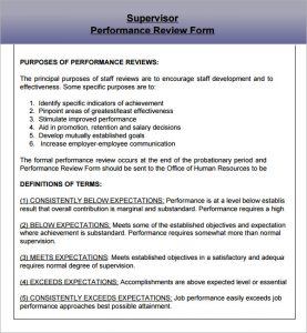 employee performance evaluation samples supervisor evaluation form