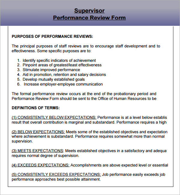 employee performance evaluation samples