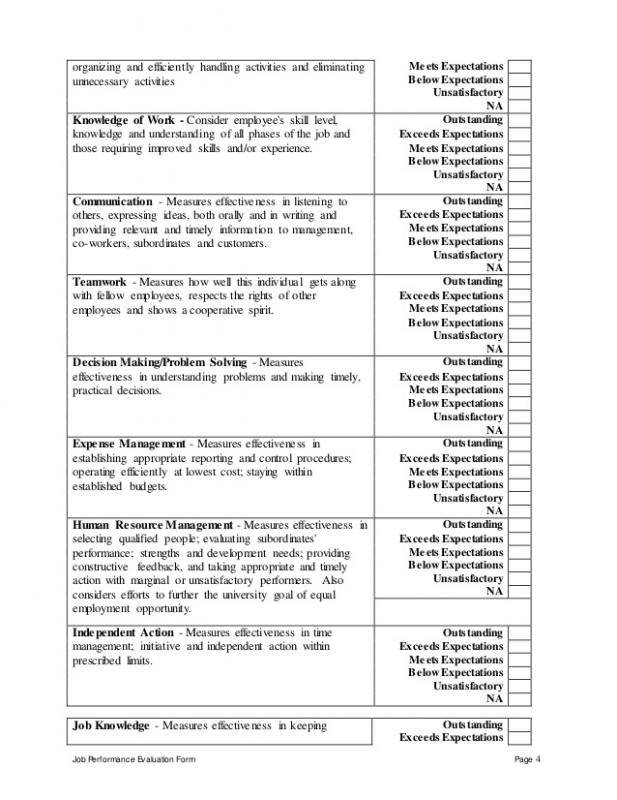 employee performance evaluation template