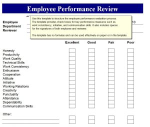 employee performance review template employee performance review