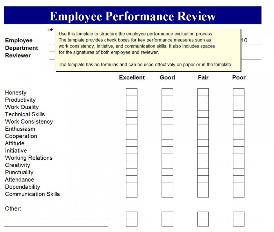 employee performance review template word
