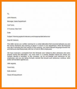 employee recommendation letter sample warning letter to employee