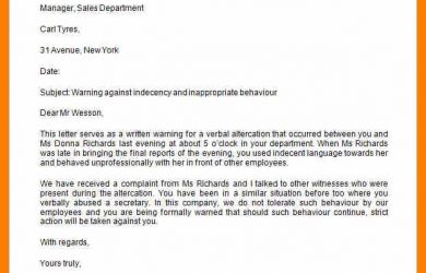employee recommendation letter sample warning letter to employee