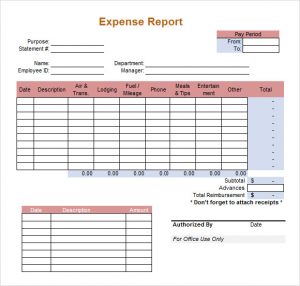 employee reimbursement form expemse report template free download