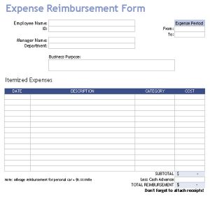employee reimbursement form expense reimbursement form