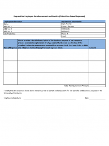 employee reimbursement form request for employee reimbursement and invoice kentucky d