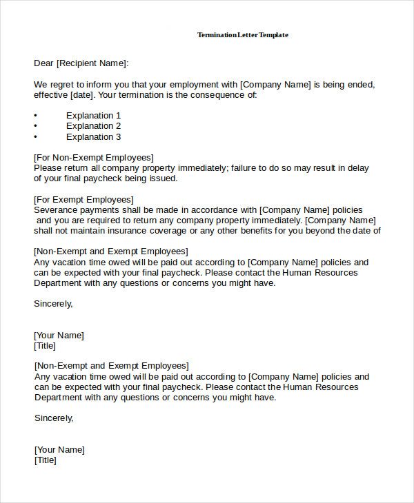 employee termination letter