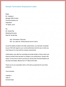employee termination letter termination letter from employer