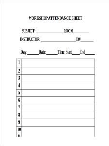 employee time sheet pdf workshop attendance sheet