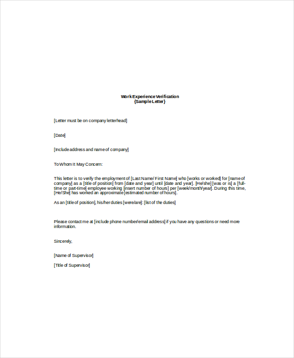 employee verification letter