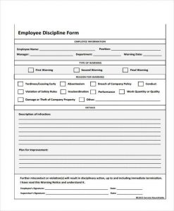 employee write up form free printable employee discipline form format