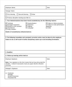 employee write up form free printable restaurant employee write up form