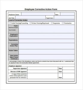 employee write up form free printable sample corrective action plan template documents in pdf word intended for personnel action form template