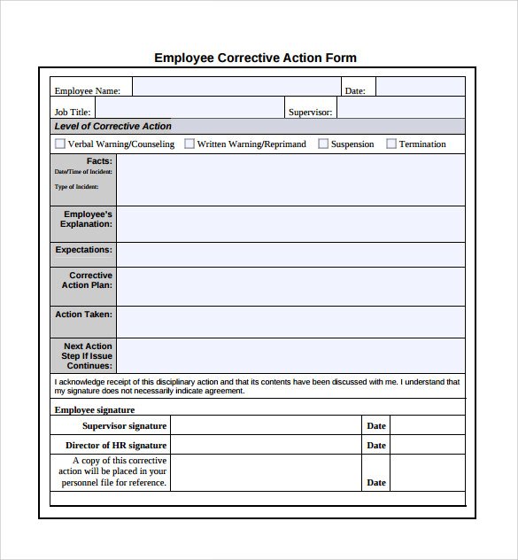 employee write up form free printable