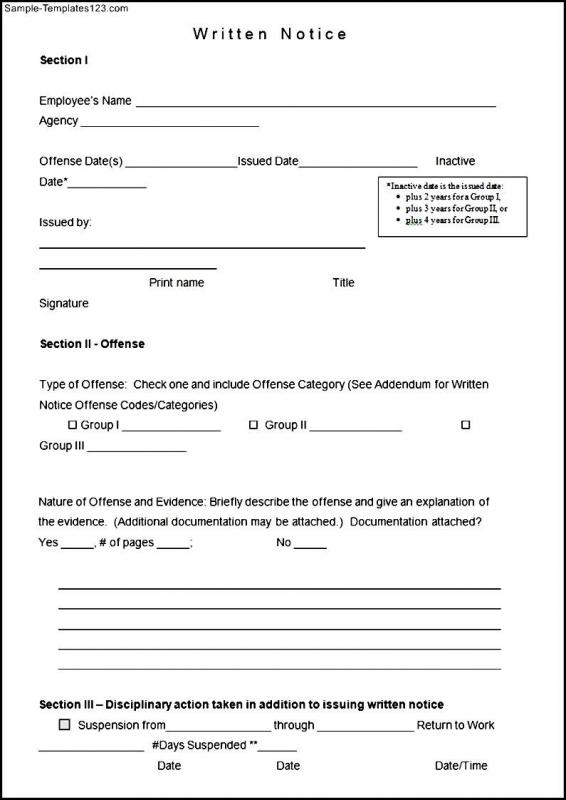 Employee Write Up Form Free Printable Template Business