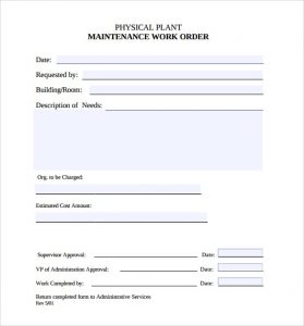 employee write up template hotel maintenance work order form