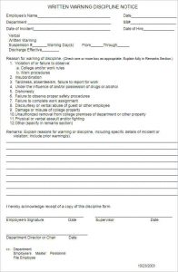 employee write ups templates employee warninig discipline notice form template
