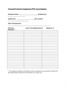 employees loan agreement a personal protective equipment ppe register for employees