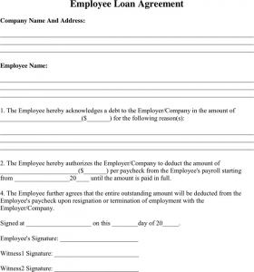 employees loan agreement employee loan agreement