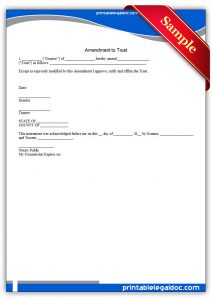 employment agreement form printable amendment to trust form