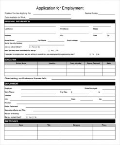 employment application form free download job application form template