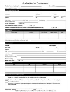 employment application form pdf job application