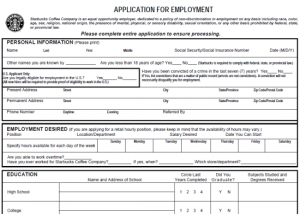 employment application form pdf print out starbucks job application form in pdf