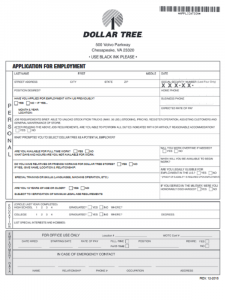 employment application form template dollar tree job application wzcroi