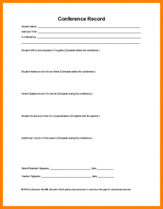 employment application forms parent teacher conference form template recordofconference thumb
