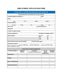 employment application template job application form template 426