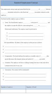 employment contract template standard employment contract template