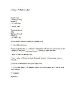 employment letter sample proof of employment letter