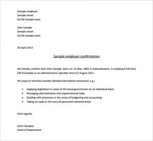 employment letter template employment confirmation letter from employer sample pdf