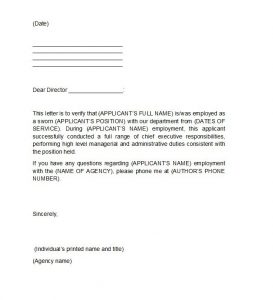 employment letter template proof of employment letter