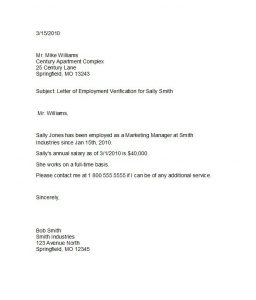 employment letter template proof of employment letter