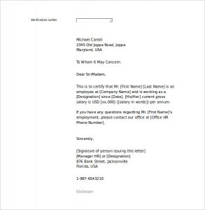 employment letter template proof of employment letter sample word printable