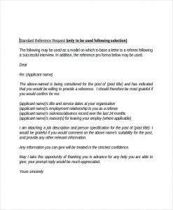 employment reference letter employment standard reference request letter