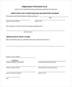 employment verification form sample generic employment verification form