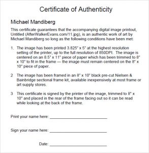 employment verification form templates sample certificate of authenticity format download