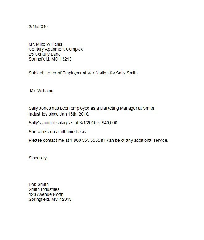 employment verification letter template